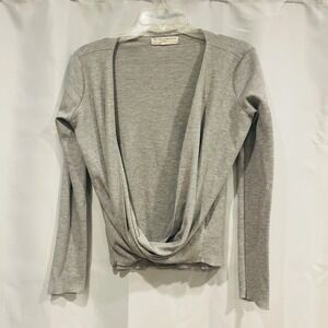 Project Social T Urban Outfitters Gray Waffle Knit Surplice Twist Front Top M